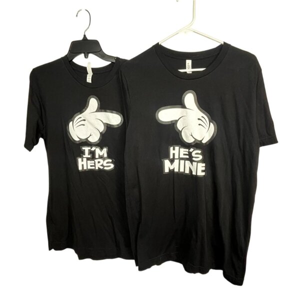 He's Mine, She's Mine Tee Shirts, Disney Wedding Shirts, Both Large NWOT - Picture 2 of 10